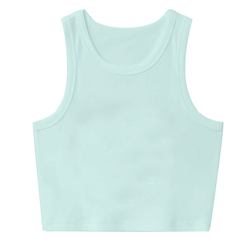 RUICHI 220 GSM 92% Cotton 8% Spandex Women's Ribbed Knit Crop Tank Top Round Neck Sleeveless Crop Top singlets