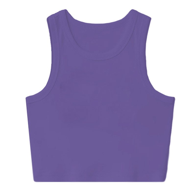 RUICHI 220 GSM 92% Cotton 8% Spandex Women's Ribbed Knit Crop Tank Top Round Neck Sleeveless Crop Top singlets