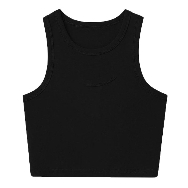 RUICHI 220 GSM 92% Cotton 8% Spandex Women's Ribbed Knit Crop Tank Top Round Neck Sleeveless Crop Top singlets