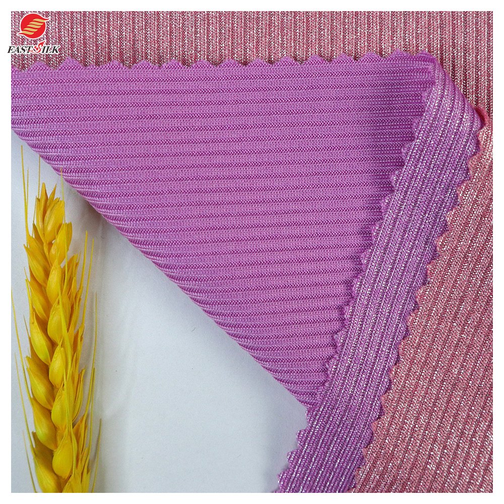 2023 spring summer Popular Textiles Custom 95 Polyester 5 Spandex foil Rib Knit metallic garment material Fabrics For clothing