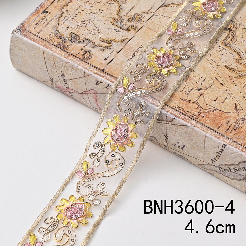 Vintage Ethnic Flower Embroidery Ribbon Lace Trim Fabric Sewing Diy Clothes Accessories