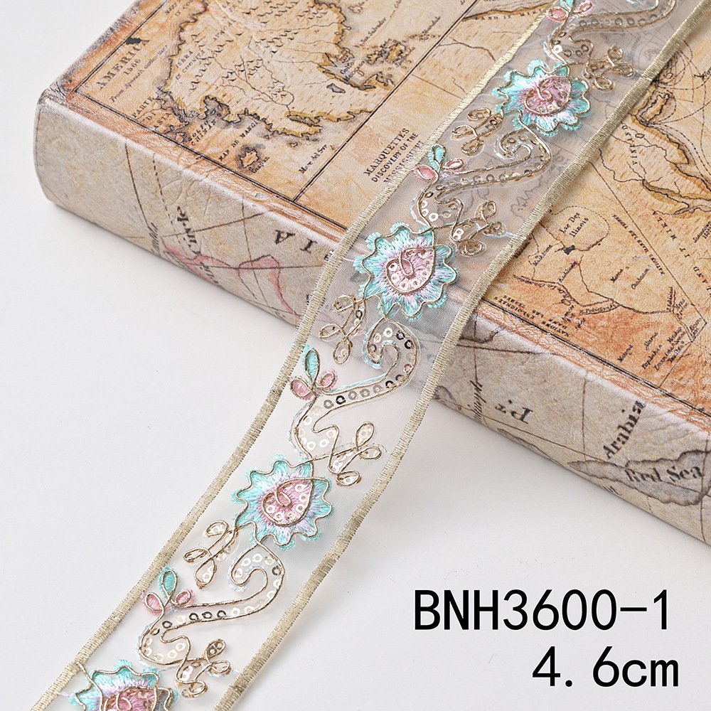 Vintage Ethnic Flower Embroidery Ribbon Lace Trim Fabric Sewing Diy Clothes Accessories