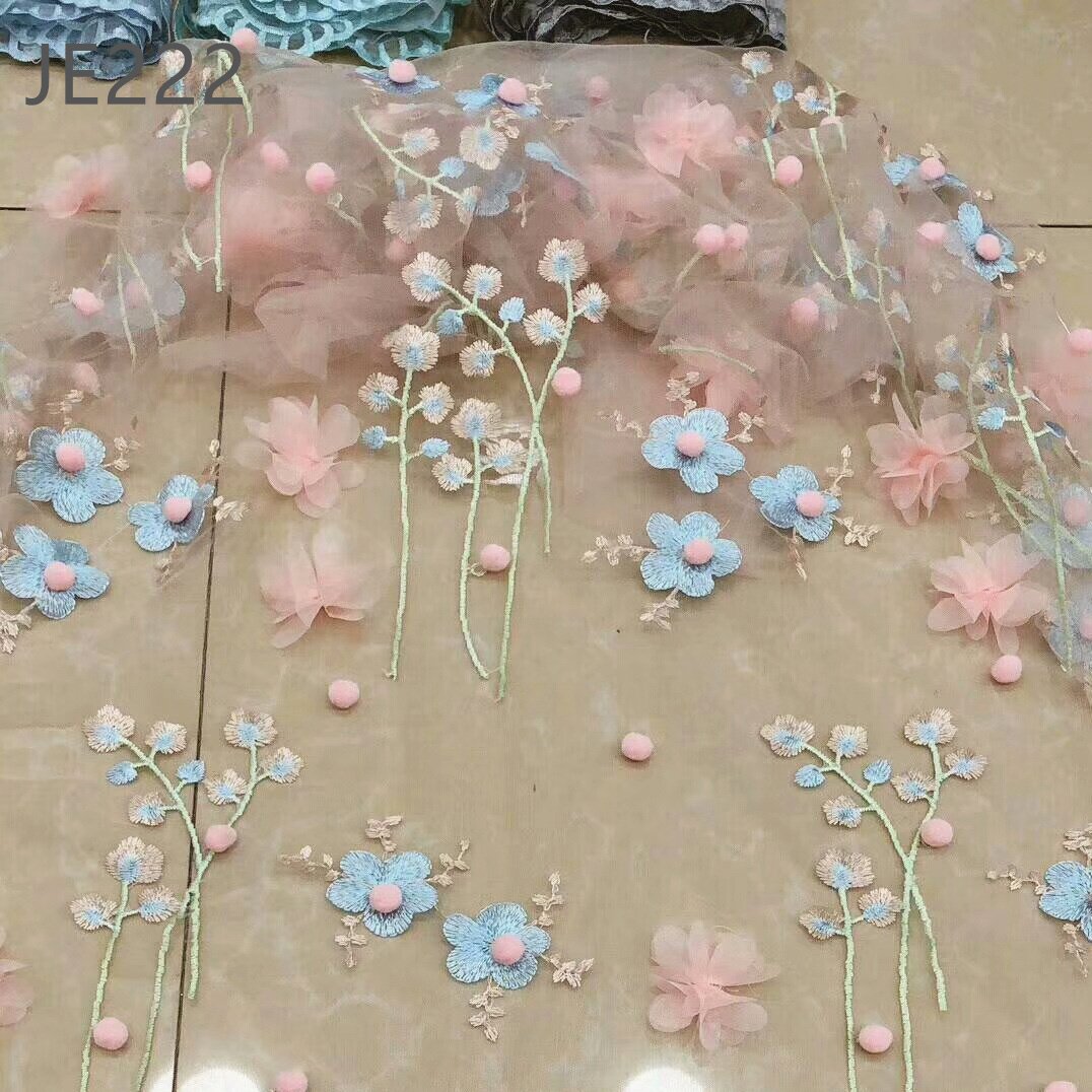 Hot Sale Free Samples Polyester Fabric Embroidery New Designs Colorful Lace Applique Fabric