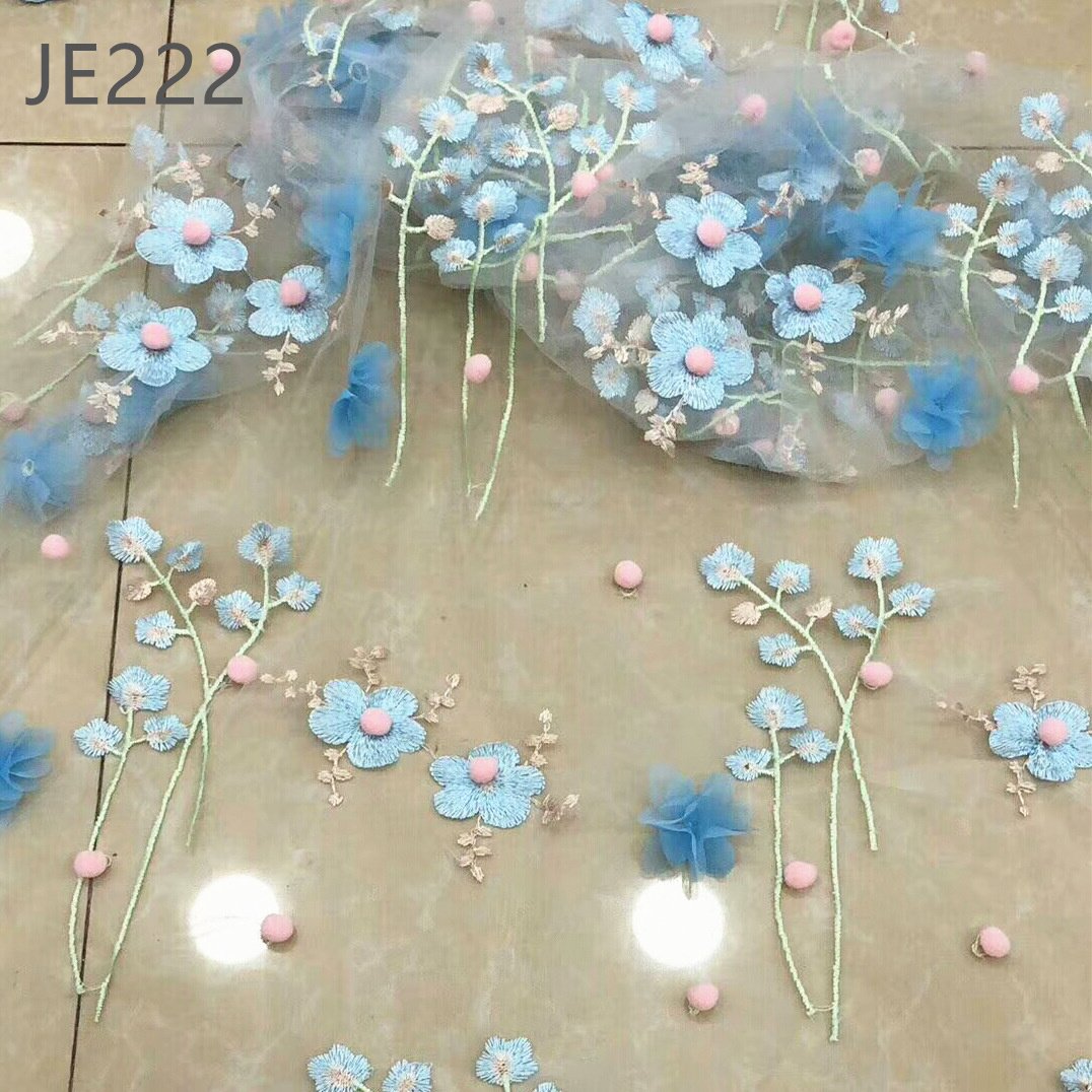 Hot Sale Free Samples Polyester Fabric Embroidery New Designs Colorful Lace Applique Fabric