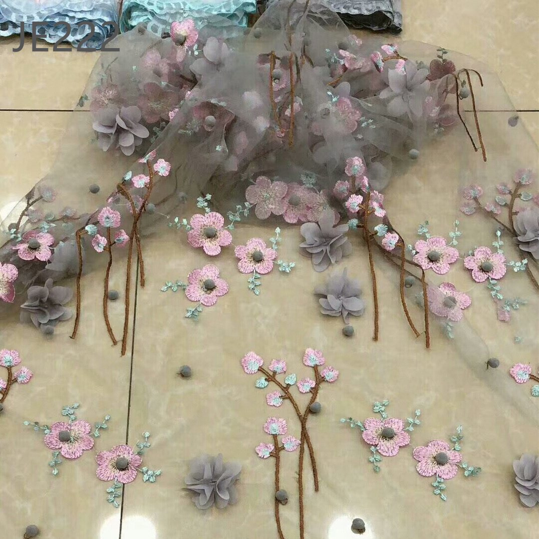 Hot Sale Free Samples Polyester Fabric Embroidery New Designs Colorful Lace Applique Fabric