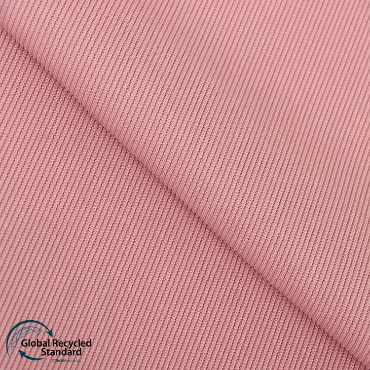 Women Clothing Recycle Polyester Fabric RPET Eco-friendly GRS Rib Fabric 97%Recycle Polyester 3%SP 250gsm Ready-to-ship Goods