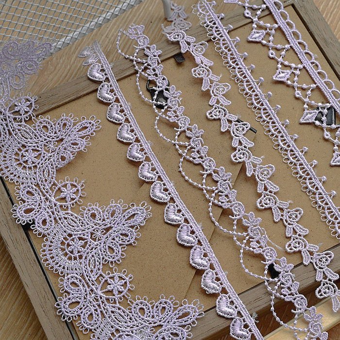 Purple polyester embroidery lace baby clothing accessories DIY handmade decorative lace