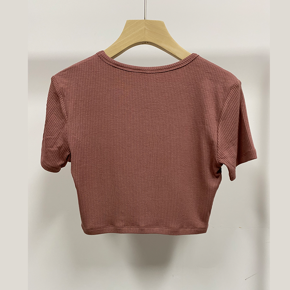 2024 New Arrival Womens Casual Sports Short Sleeve Top Spandex Fabric tshirts Ribbed Crop Top Womens