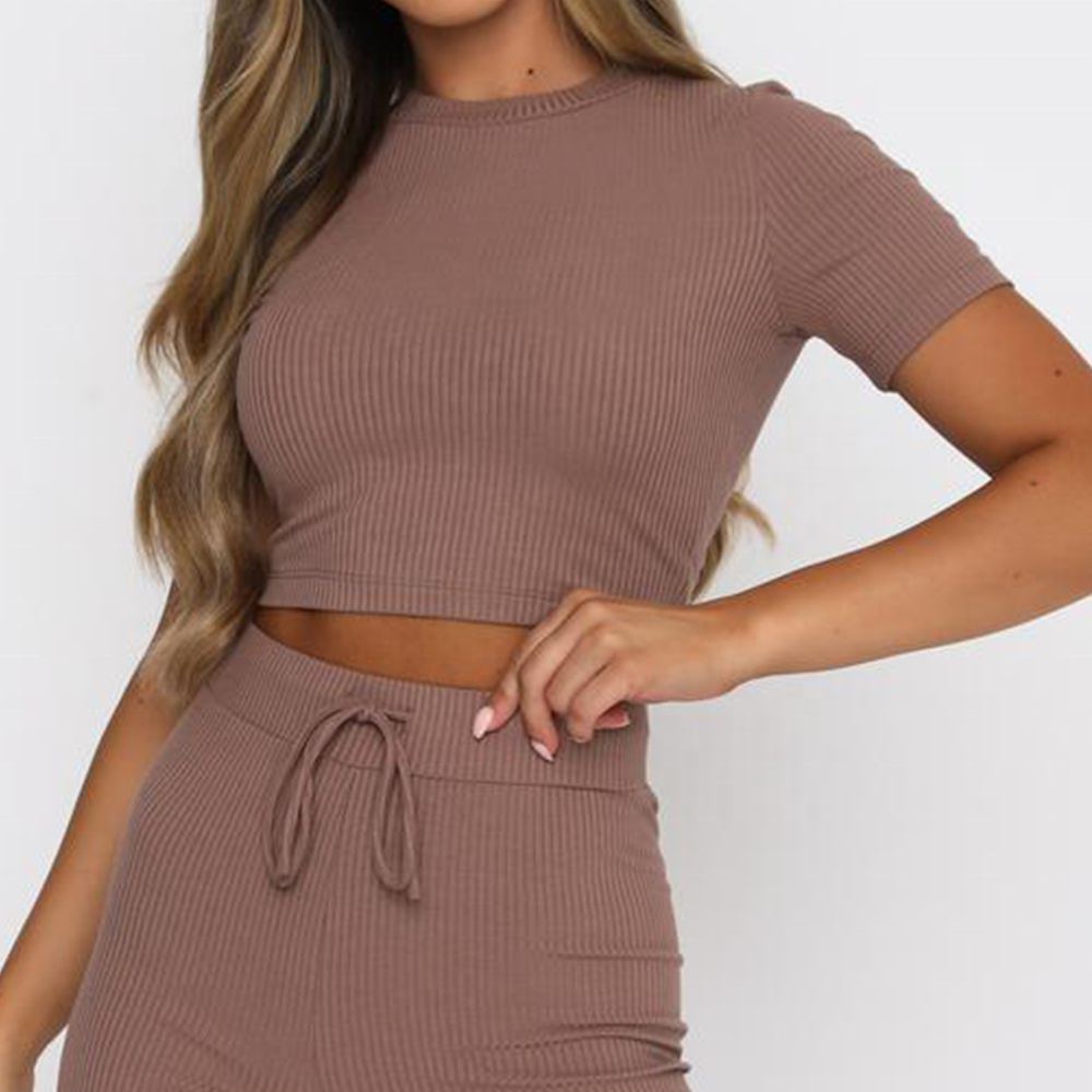 2024 New Arrival Womens Casual Sports Short Sleeve Top Spandex Fabric tshirts Ribbed Crop Top Womens