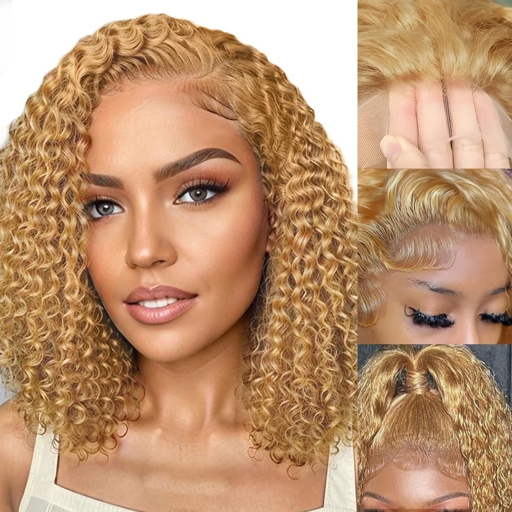 DX093 8 Inch Short Blonde Curly Wigs for White Women Full Lace Short Hair Wigs for Women Natural Looking Replacement Wig