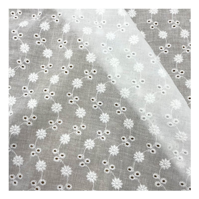 High Quality Wholesale Cotton Lace Fabric for Garments Embroidery Fabric 100% Cotton Embroidered Lace 130cm Width