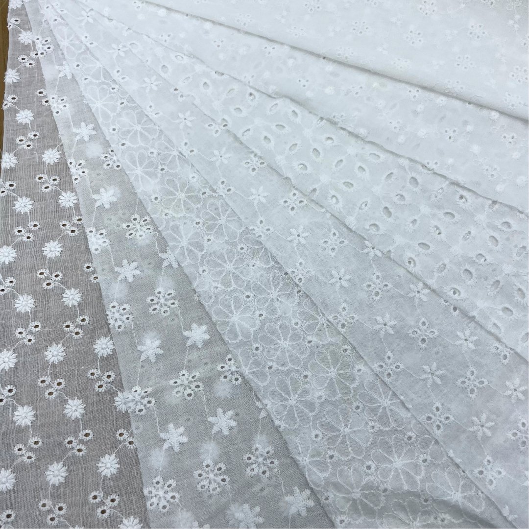 High Quality Wholesale Cotton Lace Fabric for Garments Embroidery Fabric 100% Cotton Embroidered Lace 130cm Width