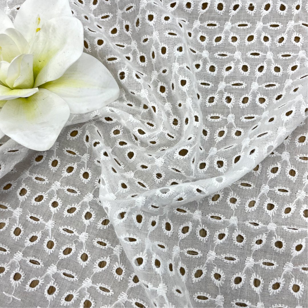 High Quality Wholesale Cotton Lace Fabric for Garments Embroidery Fabric 100% Cotton Embroidered Lace 130cm Width