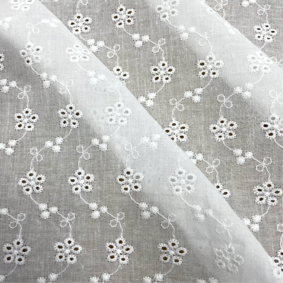 High Quality Wholesale Cotton Lace Fabric for Garments Embroidery Fabric 100% Cotton Embroidered Lace 130cm Width