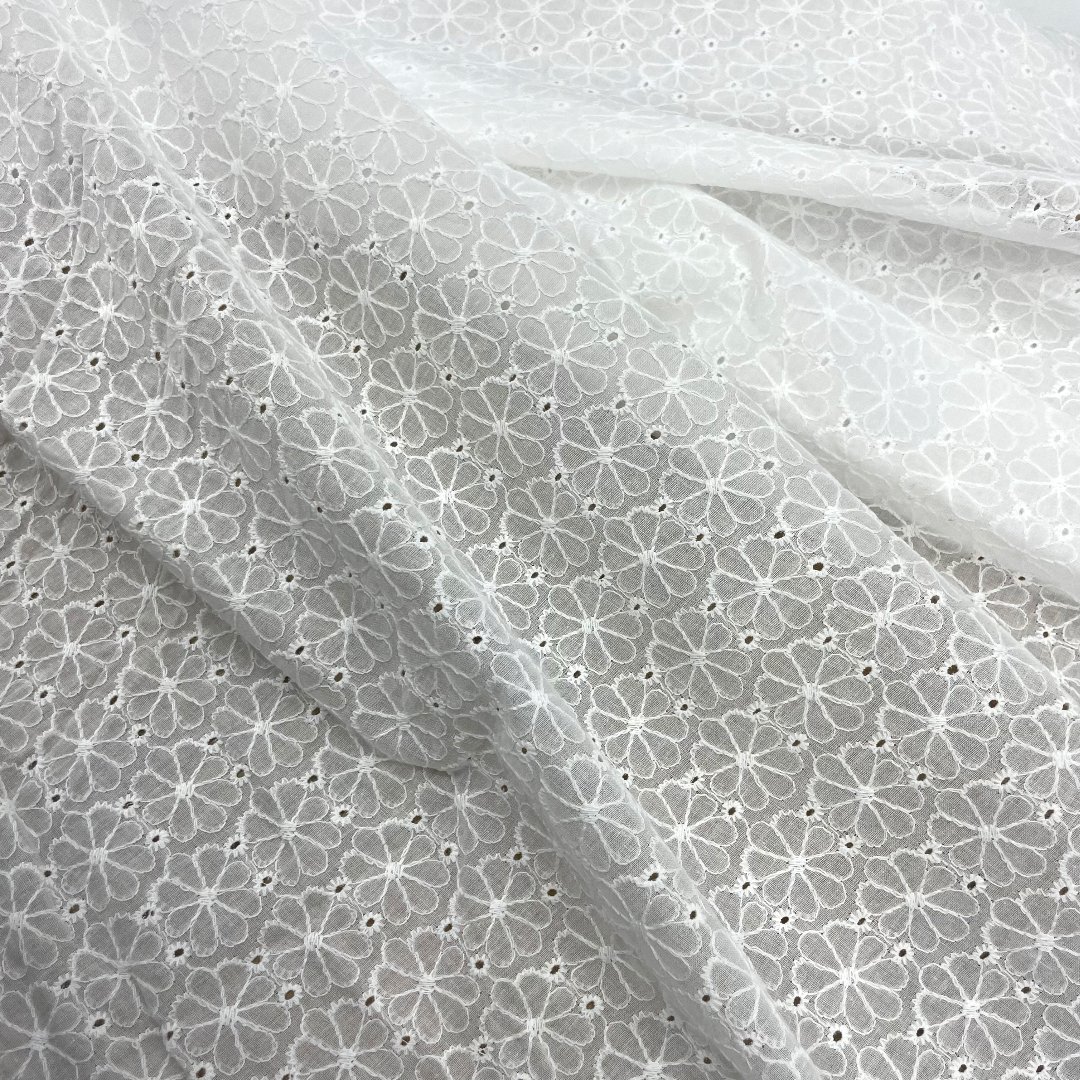 High Quality Wholesale Cotton Lace Fabric for Garments Embroidery Fabric 100% Cotton Embroidered Lace 130cm Width