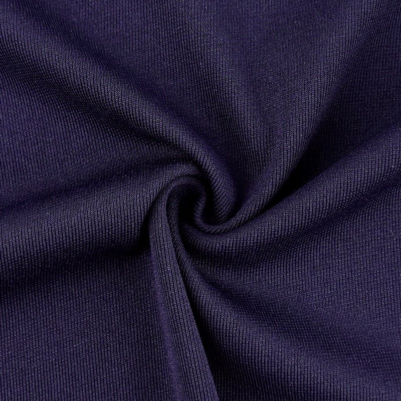 Eco friendly navy blue DTY polyester spandex knitting recycled ribbed fabric for winter sweater