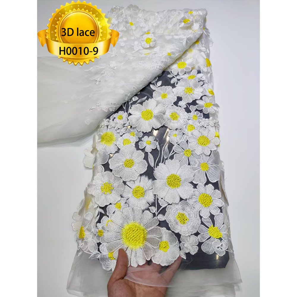Factory directly sale Dubai 3D Flower Lace Fabric Luxury French Evening Dress Sequence Beaded Austria Lace for wedding