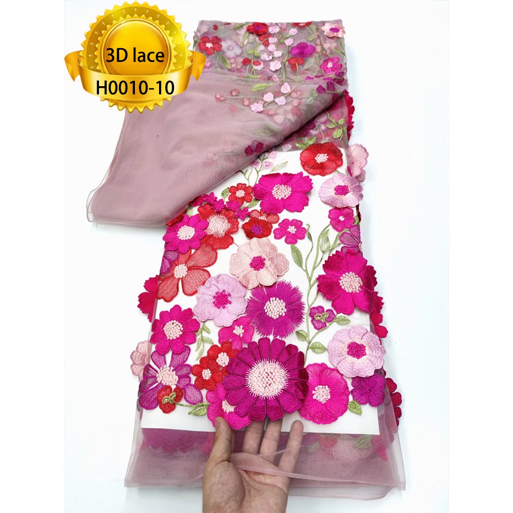 Factory directly sale Dubai 3D Flower Lace Fabric Luxury French Evening Dress Sequence Beaded Austria Lace for wedding