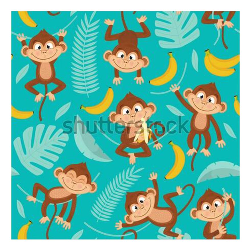 The factory outlet cute monkey cartoon digital vibrant color design custom printed rib fabric 2x2 rib knit fabric for garment