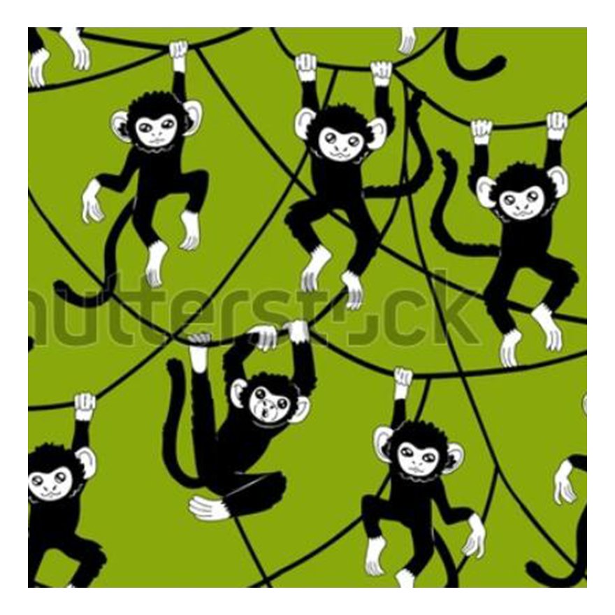 The factory outlet cute monkey cartoon digital vibrant color design custom printed rib fabric 2x2 rib knit fabric for garment