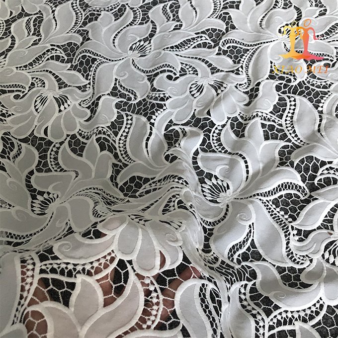 High quality chemical polyester wedding guipure embroidery bridal dress laser organza lace fabric XM-WL0149