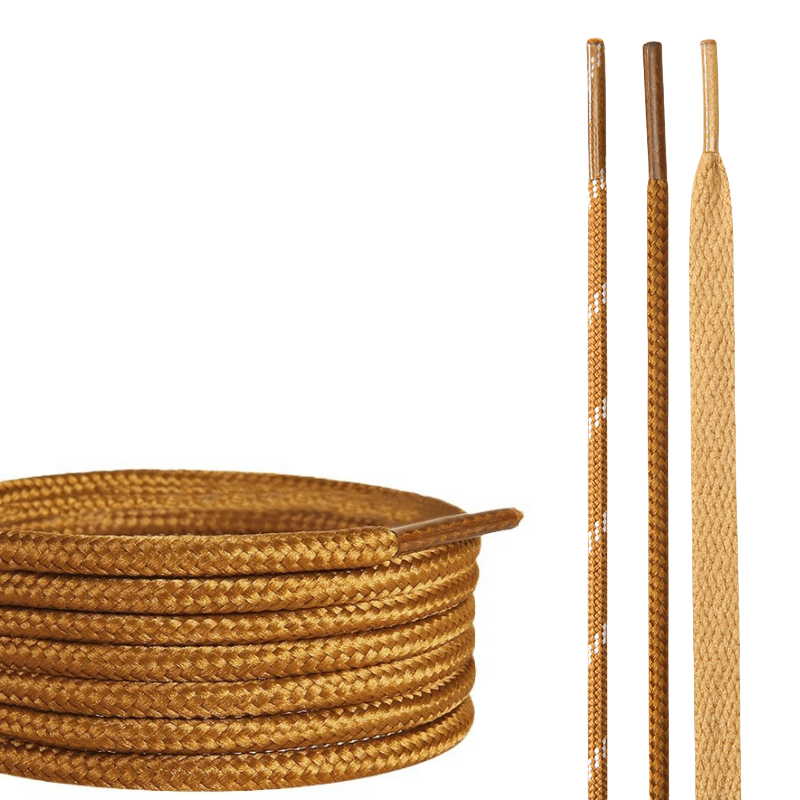 Custom Thick round Shoe Laces 8mm Golden Polyester Sport Shoe Laces for Skateboard Dunk Shoe Laces