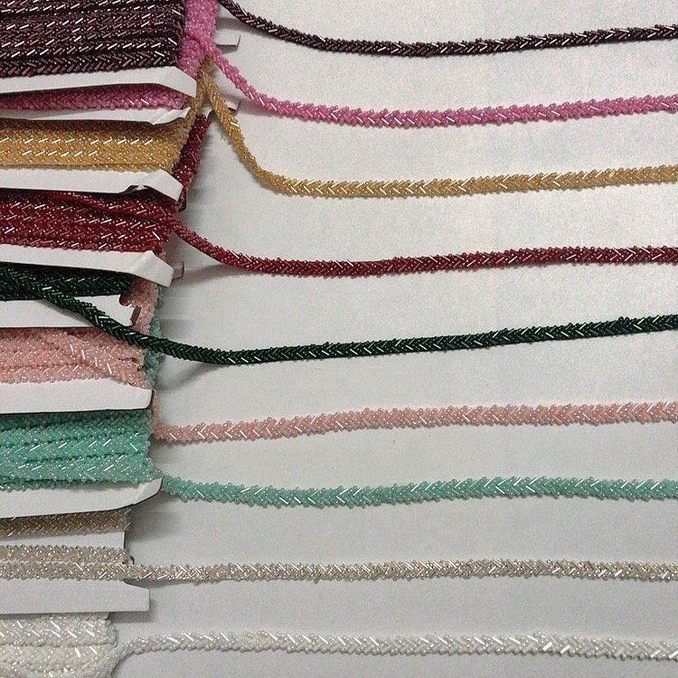 Multi colors sew on mesh lace beaded trim DIY garment accessories LT0334B