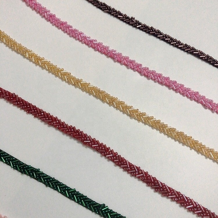Multi colors sew on mesh lace beaded trim DIY garment accessories LT0334B