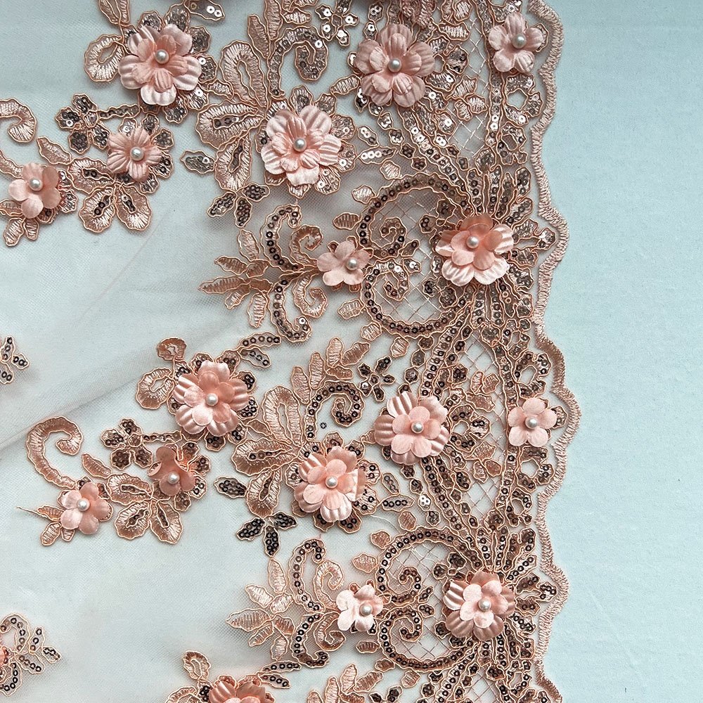 Wholesale 2023 new design heavy lace pearl beaded embroidery fabric 3d floral fabric indian sequin embroidery mesh fabric