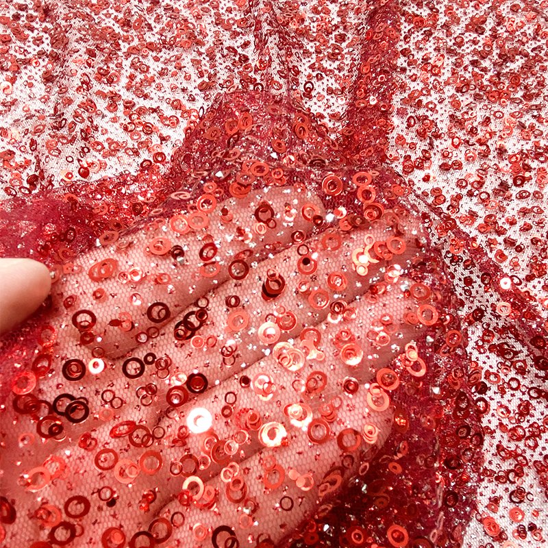 Luxury French Beaded Tulle Lace Mini Diamond Sequins Net Lace Fabric With Diamond Beads for Evening Dress