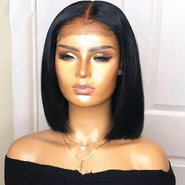 Cuticle Aligned 13x4 Lace Front Bob Wigs Blunt Cut Unprocessed Raw Virgin Indian Human Hair Lace Wigs