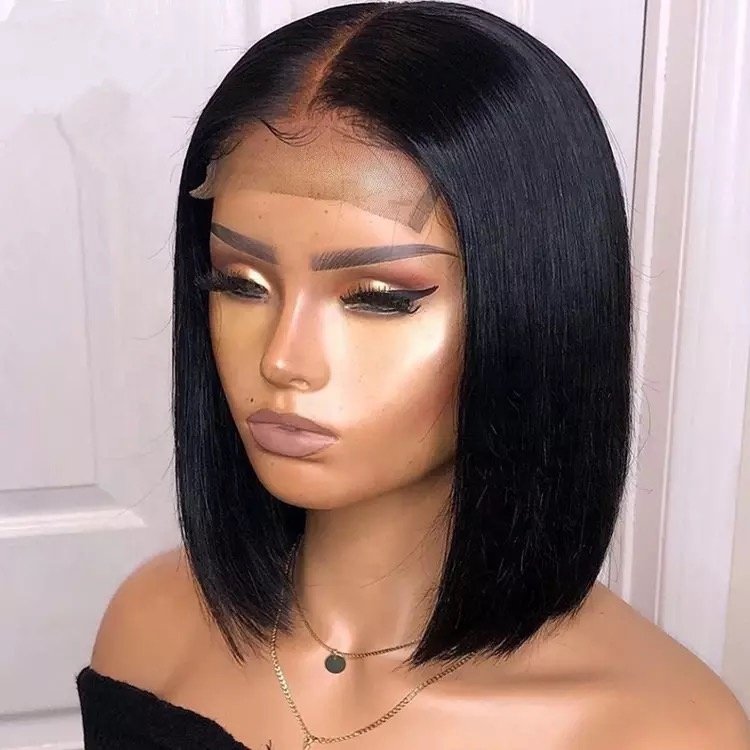 Cuticle Aligned 13x4 Lace Front Bob Wigs Blunt Cut Unprocessed Raw Virgin Indian Human Hair Lace Wigs