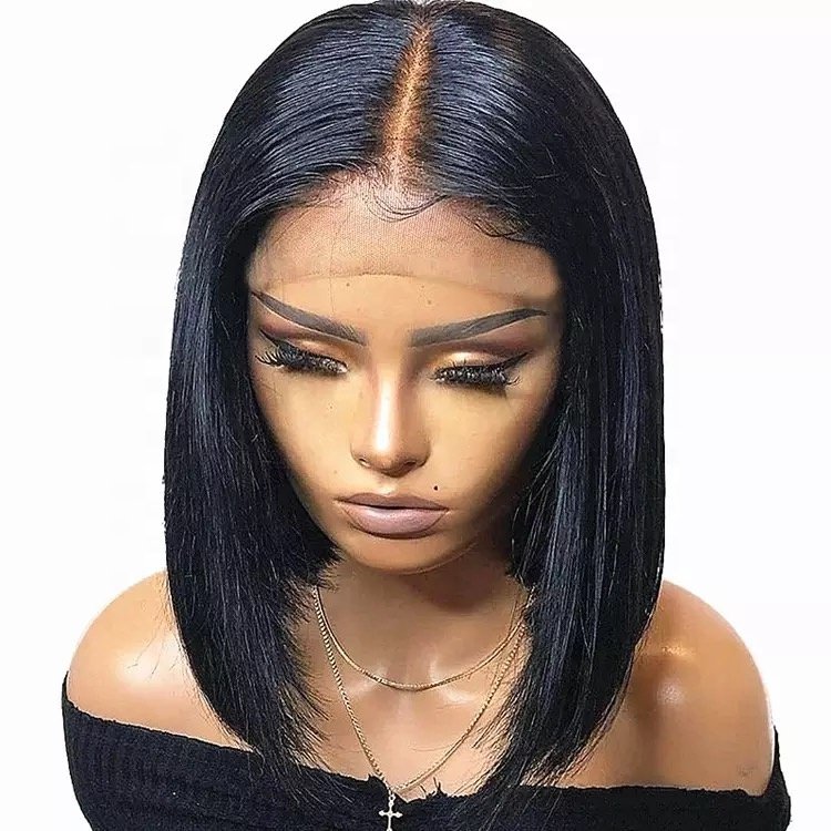 Cuticle Aligned 13x4 Lace Front Bob Wigs Blunt Cut Unprocessed Raw Virgin Indian Human Hair Lace Wigs