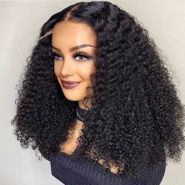 Wholesale Cheap Raw Indian Virgin Kinky Curly Human Hair Lace Frontal Wig Natural Human Hair Lace Front Wig
