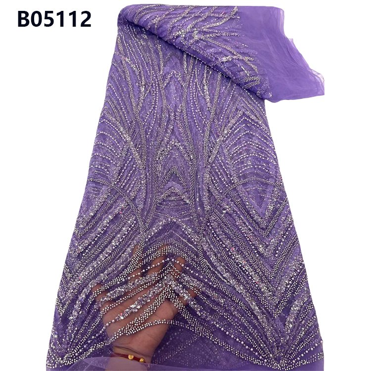 CHOCOO Wholesale Sequins Beads Lace Fabric Tulle Embroidery Orange Beaded Lace Fabric for Dress