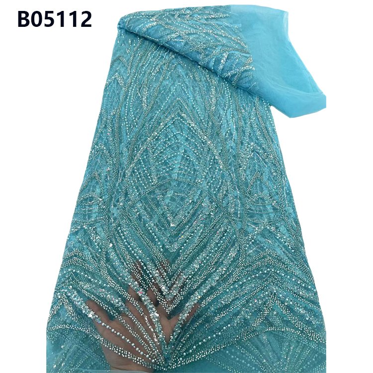 CHOCOO Wholesale Sequins Beads Lace Fabric Tulle Embroidery Orange Beaded Lace Fabric for Dress