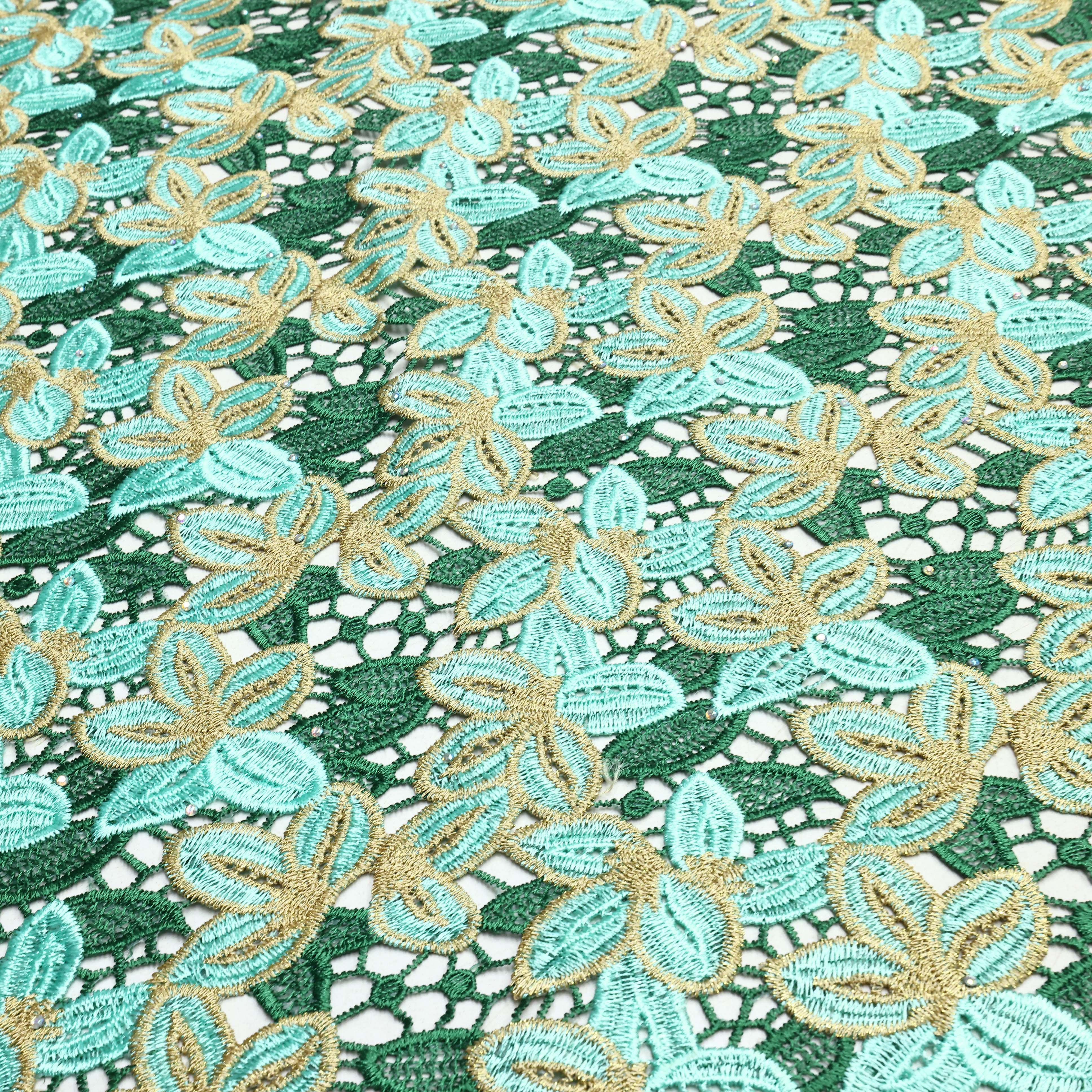 NI.AI Fashion african guipure lace fabric wholesale wedding embroidered mesh fabric water soluble embroidery lace fabric LY4214