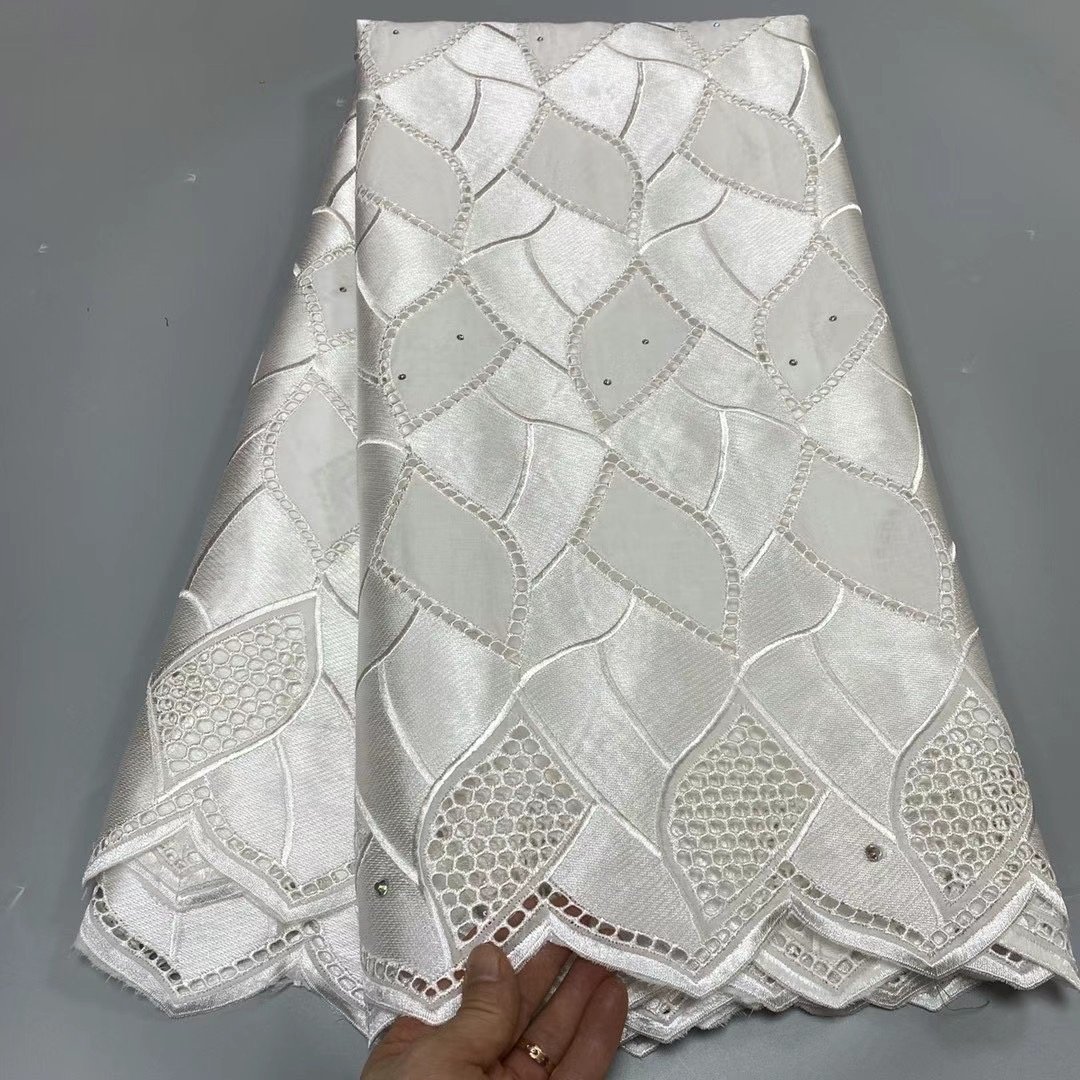 ACI Lace Material African Lace Fabric 100% Cotton Voile Heavy Lace Fabric 5 Yards/Piece For Women