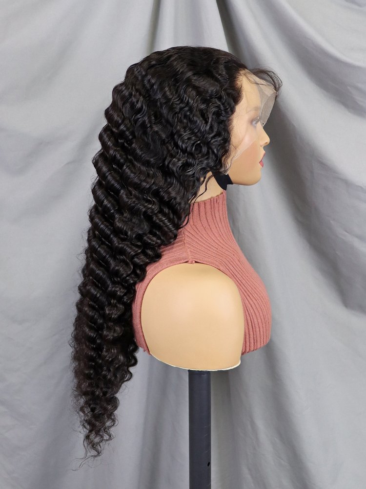 Wholesale Cheap 200% Density Long Curly Hair Wigs Transparent Lace Frontal Natural Color Remy Human Hair 13*4 Lace Front Wigs