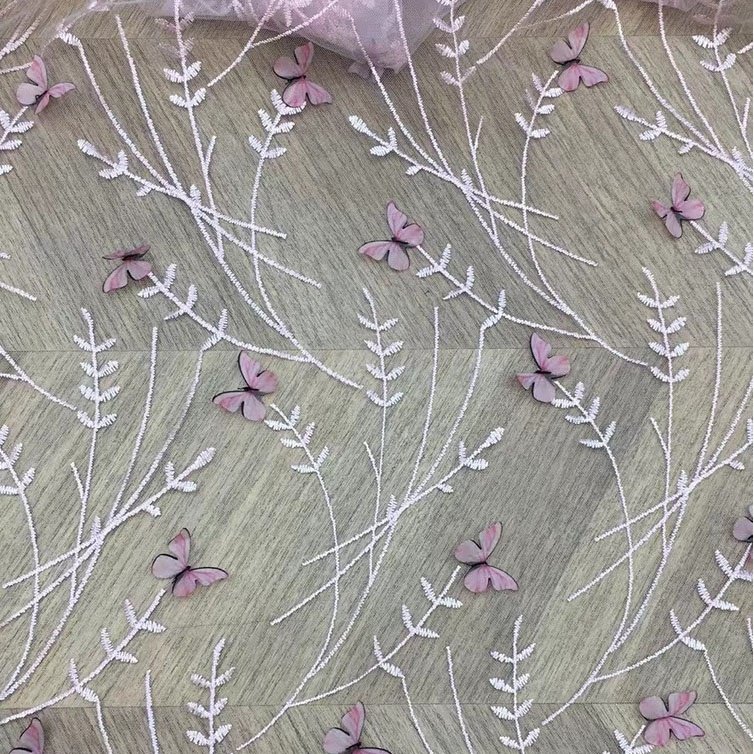 Fantastic multi colors butterflies embroidery floral tulle lace fabric for skirt LT21578