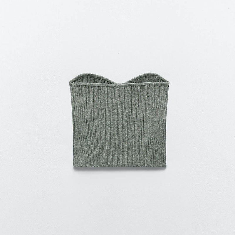 Women knitted fitted crop top and ribbed knit arm warmer sweater