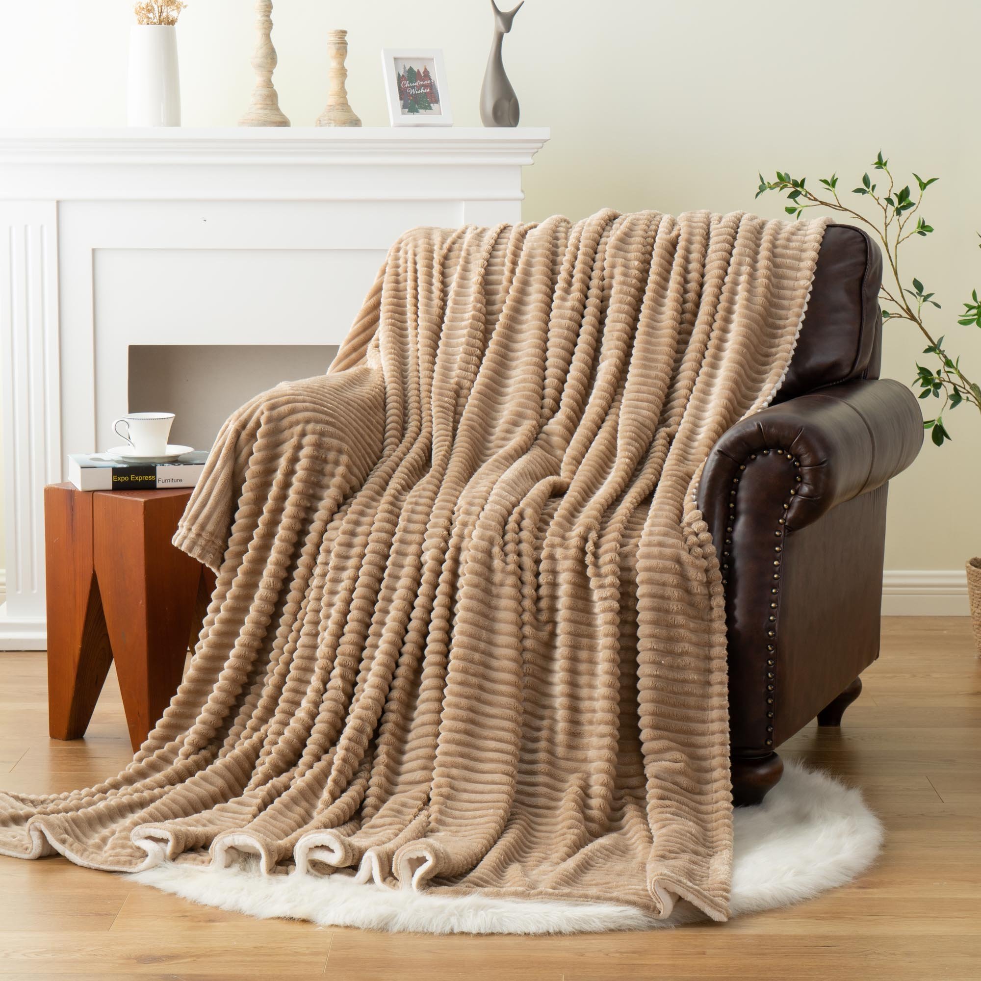 Wholesale Manta Cobertor Jacquard Fleece Bed Blanket Super Soft Warm Thick Plush Throw Lightweight Couch Ribbed Throw Blankets