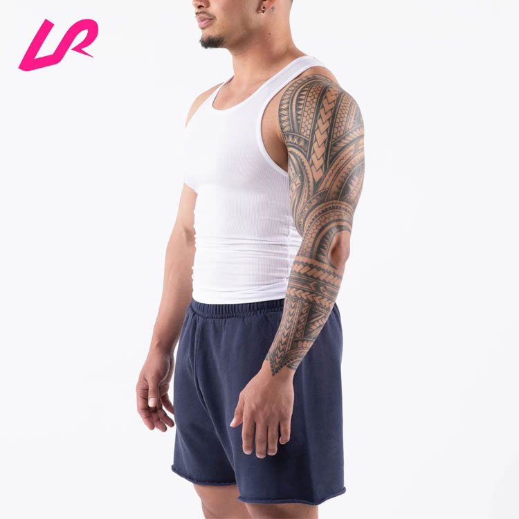 Custom Logo Men Muscle Fitted Singlet Ribbed Tops Quick Dry Gym Fitness 100% Cotton Sleeveless Top Spandex Rib Tank Top