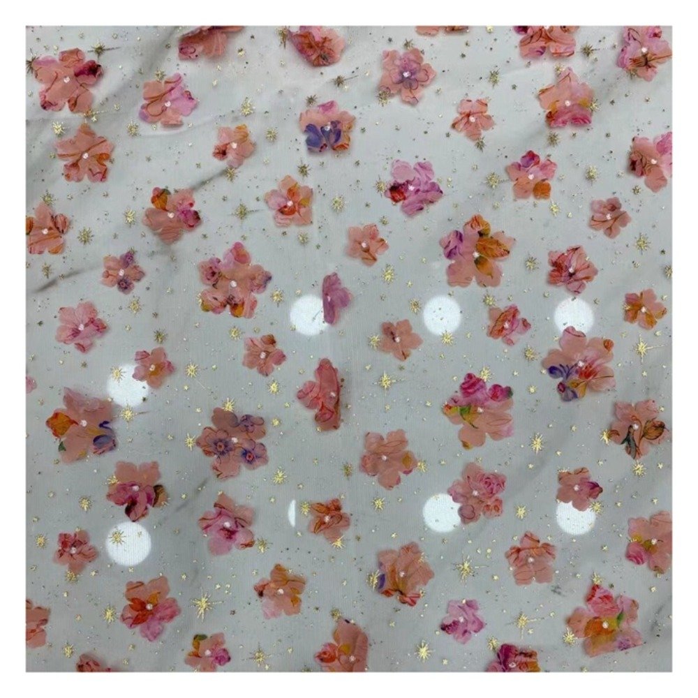 New Arrival Polyester Tulle Embroidery Foil Fabric for Women's Garment