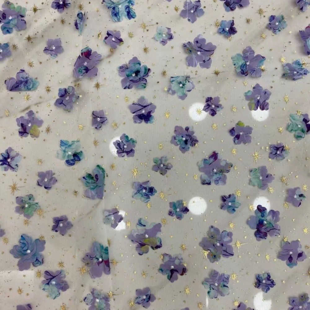 New Arrival Polyester Tulle Embroidery Foil Fabric for Women's Garment
