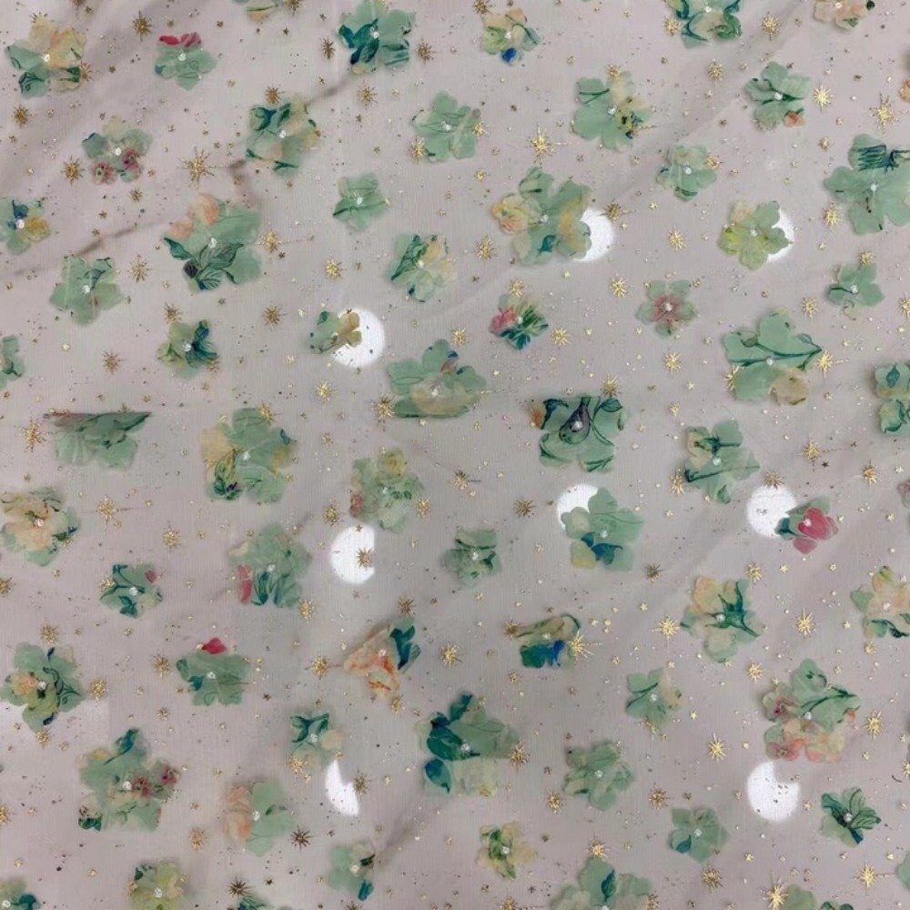 New Arrival Polyester Tulle Embroidery Foil Fabric for Women's Garment