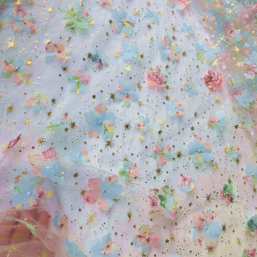 New Arrival Polyester Tulle Embroidery Foil Fabric for Women's Garment