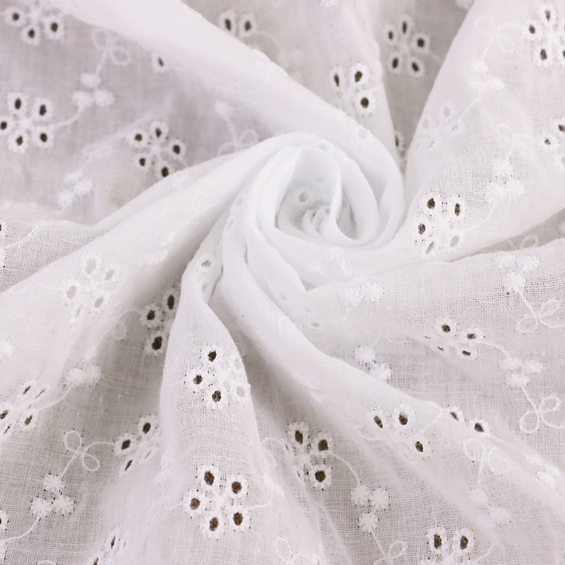 Custom Pattern 100 Cotton Solid Knitted Jacquard Fabric Floral Embroidery Fabric Eyelet Fabric Cotton For Shirt