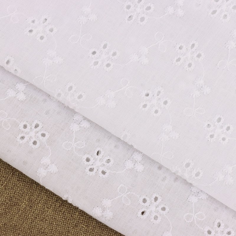 Custom Pattern 100 Cotton Solid Knitted Jacquard Fabric Floral Embroidery Fabric Eyelet Fabric Cotton For Shirt