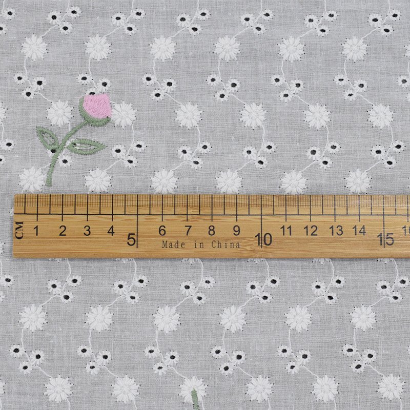 Custom Pattern 100 Cotton Solid Knitted Jacquard Fabric Floral Embroidery Fabric Eyelet Fabric Cotton For Shirt